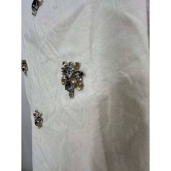 J Crew Size 8 Women Jeweled Sateen Shell White Top 02744 Sleeveless V23 - Picture 3 of 9